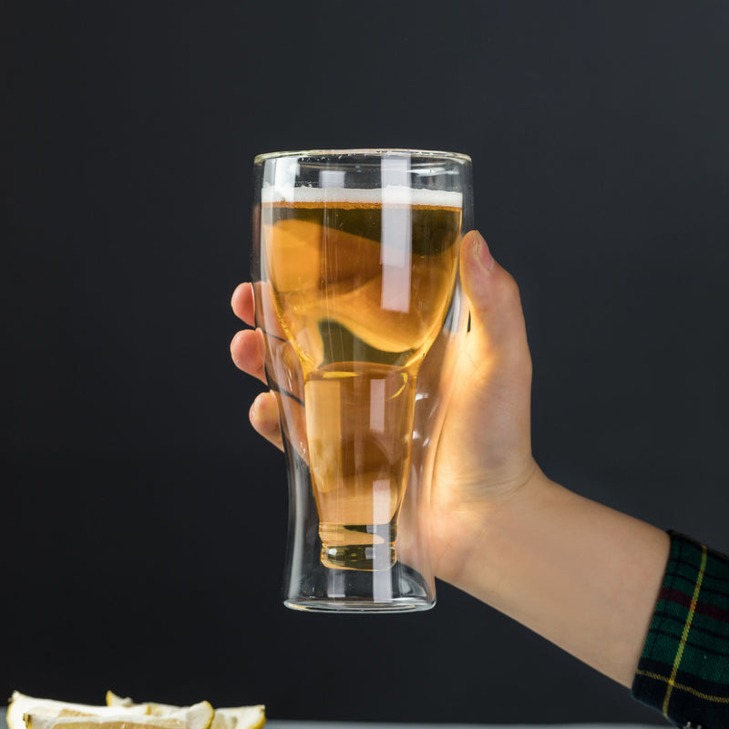 Creative Flip Tie Beer Glass Upside Down Juice Drink Glass Bar Restaurant Art Transparent Double Glass