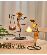 Carrying Girl Candlestick Iron Art Ornament Living Room Bedroom Room Restaurant Candlelight Dinner Decoration