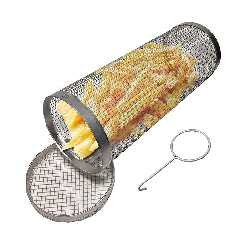 Cylindrical Barbecue Basket Net Rolling Barbecue Tools 304 Stainless Steel