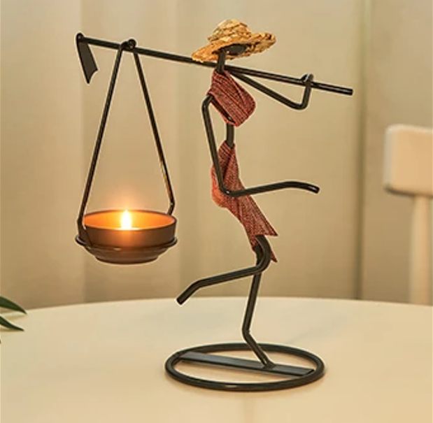 Carrying Girl Candlestick Iron Art Ornament Living Room Bedroom Room Restaurant Candlelight Dinner Decoration