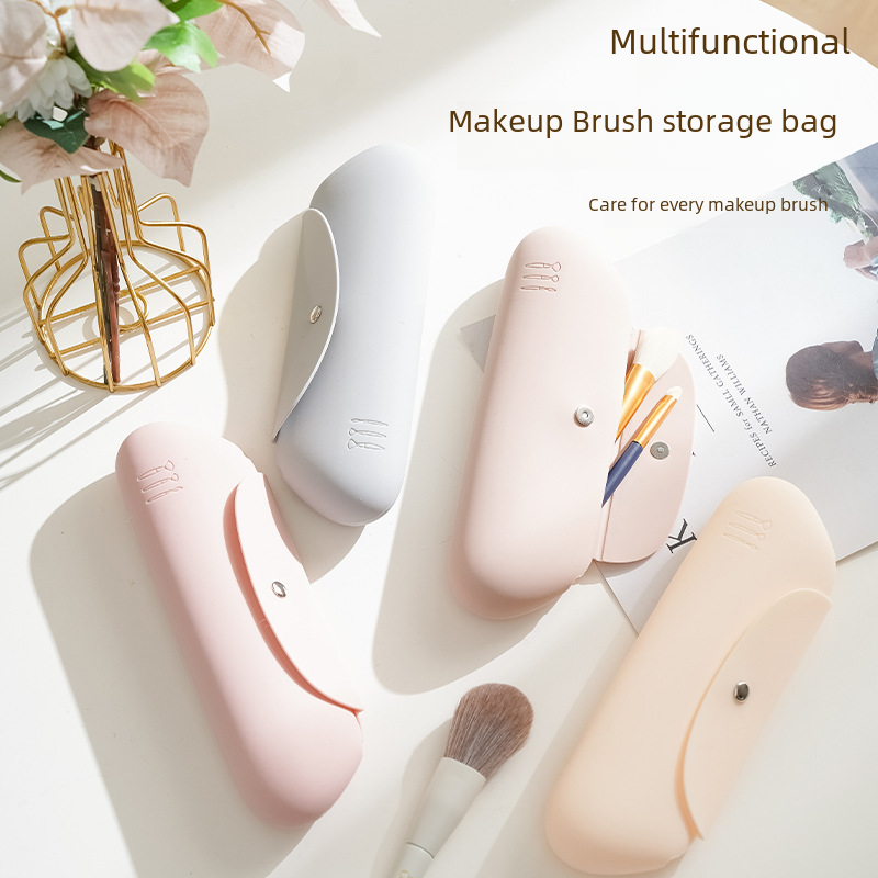 Silicone Storage Beauty Bag Dustproof Makeup Brush Tool Storage Bag Travel Portable Makeup Handbag