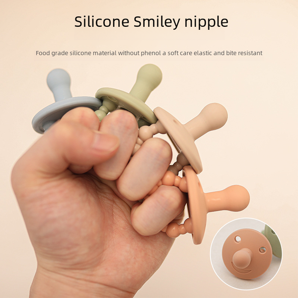 Food Grade Silicone Smiley Face Pacifier Anti-flatulence Super Soft Simulation Pacifier Bite And Sleep Pacifier Wholesale